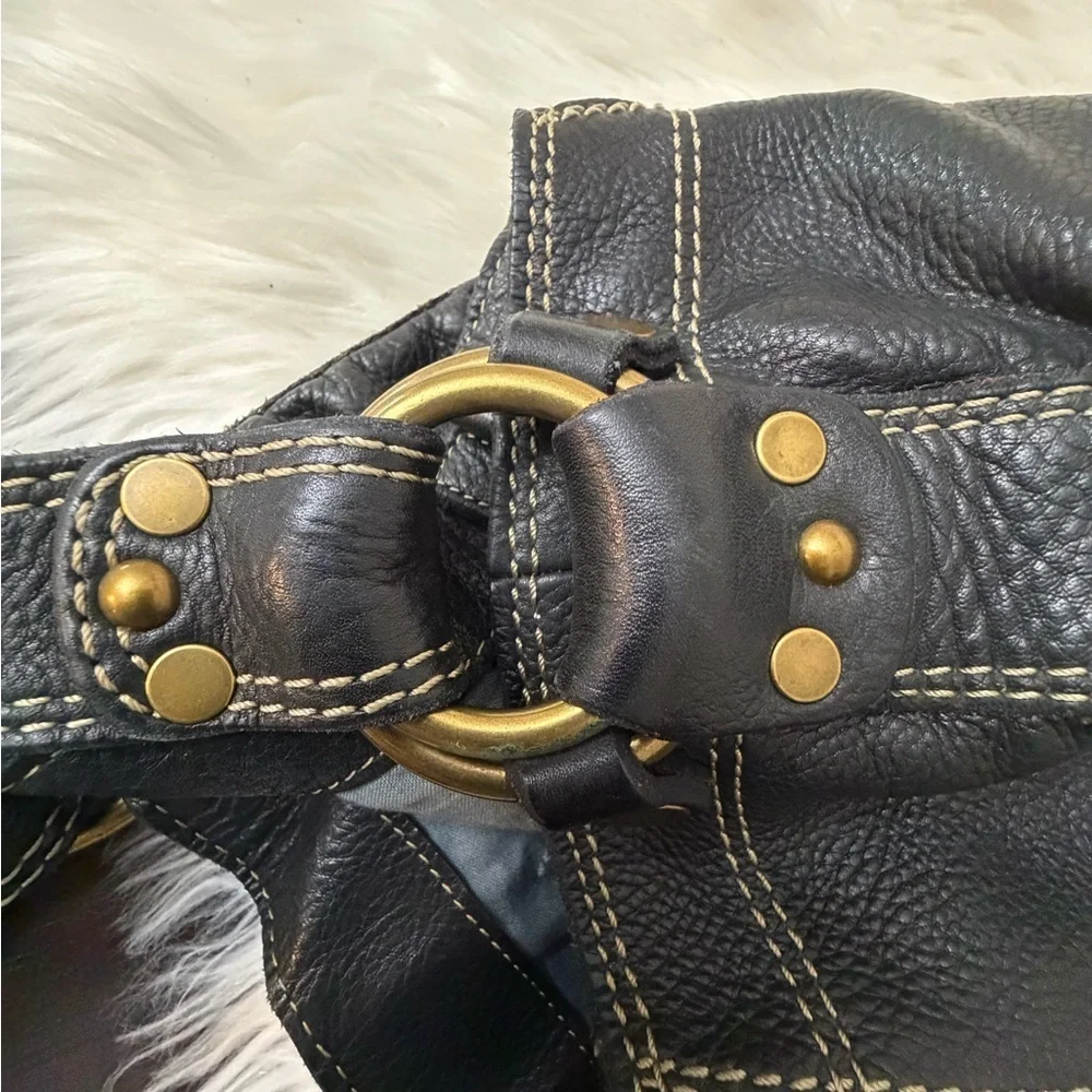 Lucky Brand Black Hobo Bag with Gold Accents